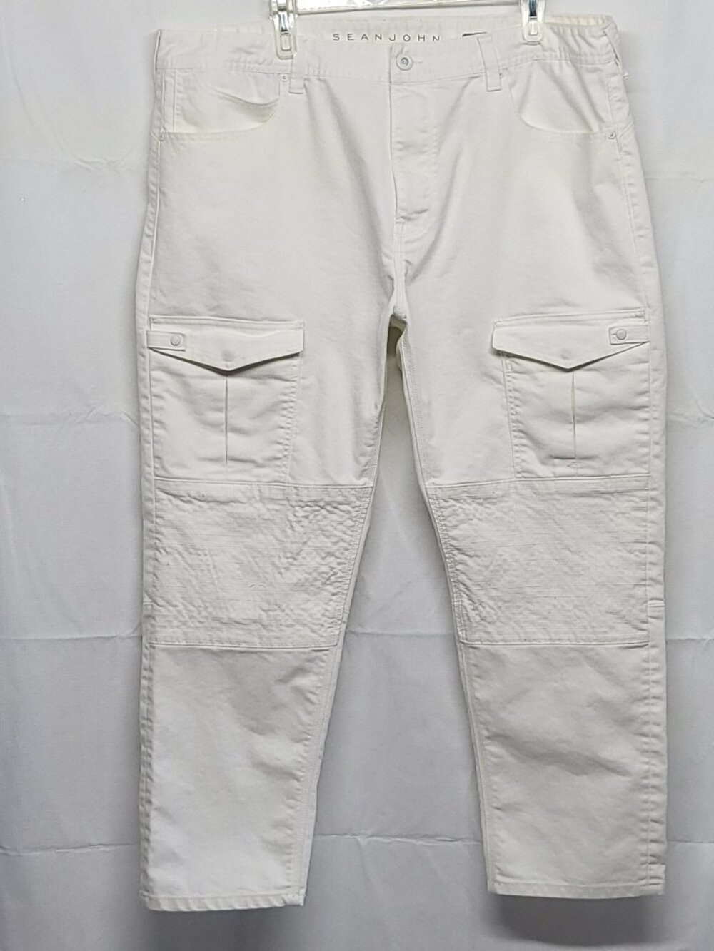 Sean John Jeans Mercer Slim Straight Mens 42 X 30 Moto Stretch White Denim Pants